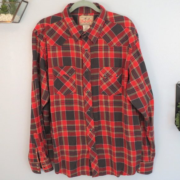 Wrangler Other - Wrangler Red Plaid Western Flannel Shirt XL